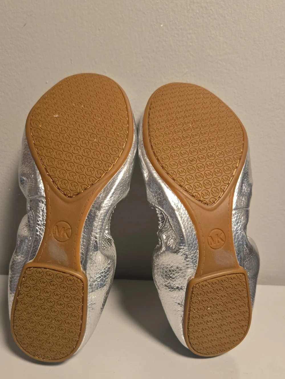 Michael Kors Silver Metallic Leather Ballet Flats